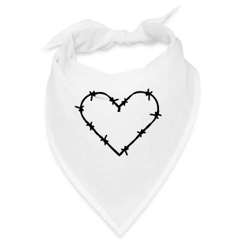 gefangenes Herz Liebe Stacheldraht Dornig - Bandana - Weiß - Vorne