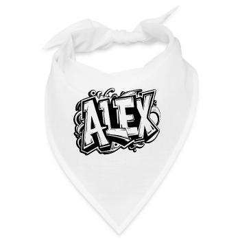Alex Name Vorname Mädchen Junge Graffiti - Bandana - Weiß - Vorne
