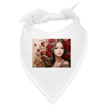Mädchen mit roter Rose - Bandana - Weiß - Vorne