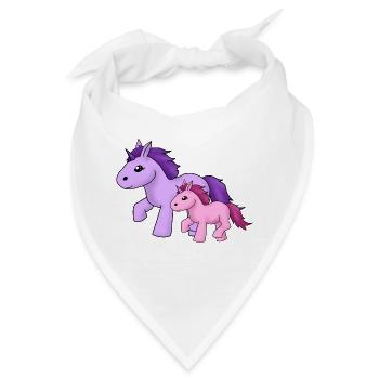 Einhornmama mit Einhornkind - Bandana - Weiß - Vorne