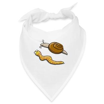 Schnecke und Raupe - Bandana - Weiß - Vorne
