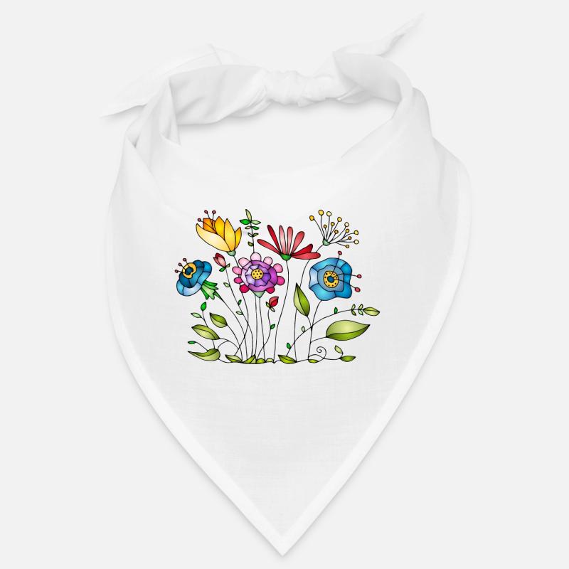 Blumen - Bandana - Weiß