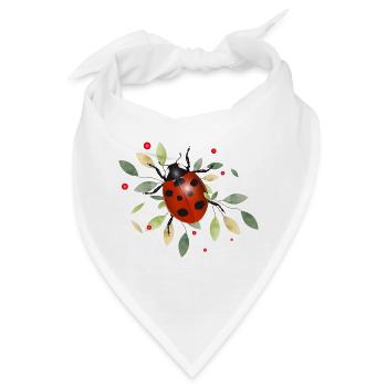 rot leuchtender Marienkäfer mit grünen Blätter - Bandana - Weiß - Vorne