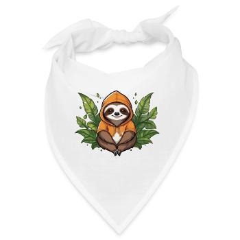 Faultier zwischen grünen Blättern - Bandana - Weiß - Vorne