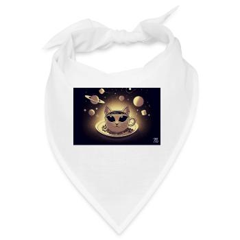 Space Cat Kaffee - Bandana - Weiß - Vorne