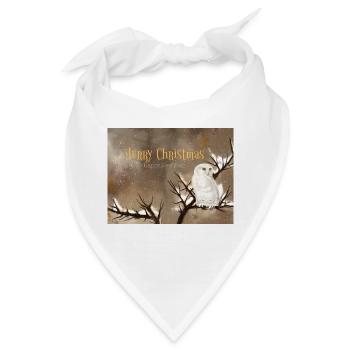 Fröhliche Weihnachten Schneeeule Winterszenerie - Bandana - Weiß - Vorne