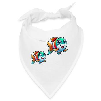 Fische Comic - Bandana - Weiß - Vorne
