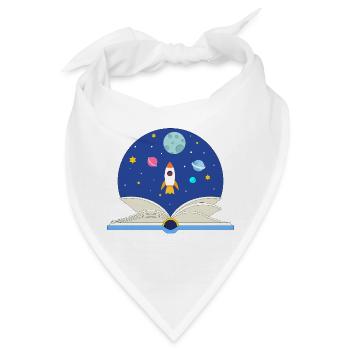 Offenes Buch mit Weltraumszene, Fantasie und Advent - Bandana - Weiß - Vorne
