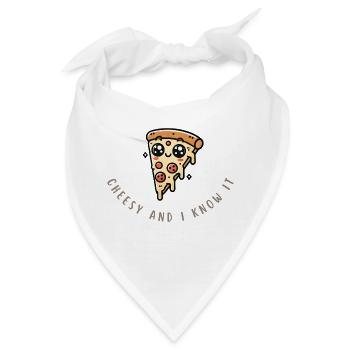Funny Pizza Slice – Cheesy & Awesome Shirt - Bandana - Weiß - Vorne