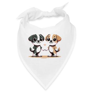 Two Cute Dog Friends Holding Hands - Bandana - Weiß - Vorne