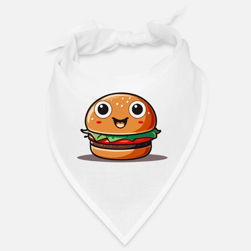 Mignon hamburger de dessin animé avec un visage souriant Bandana