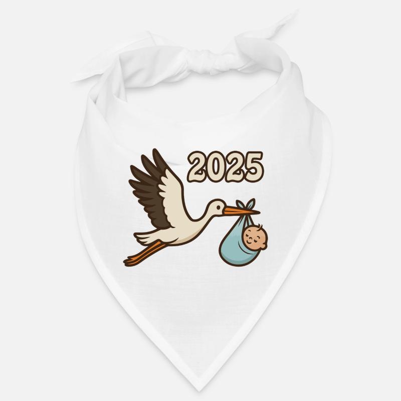 Storch mit Findelkind im Schnabel 2025 Bandana