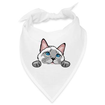 Neugierige Siamkatze - Bandana - Weiß - Vorne