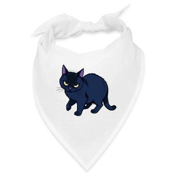 Grimmige schwarze Katze - Bandana - Weiß - Vorne