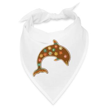 Niedlicher Lebkuchen Delphin Weihnachten Xmas Deko - Bandana - Weiß - Vorne