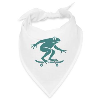 Minimalistischer Frosch Kröte Unke Skateboarder - Bandana - Weiß - Vorne