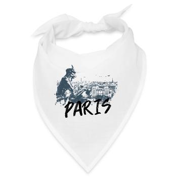 Paris mit dem Wasserspeier von Notre Dame - Bandana - Weiß - Vorne