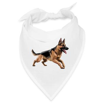 Deutscher Schäferhund - Cool Low Poly Logo - Bandana - Weiß - Vorne