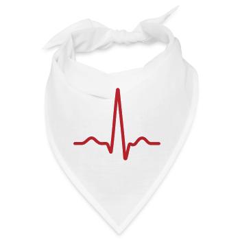 Fette rote EKG-Pulslinie - Bandana - Weiß - Vorne