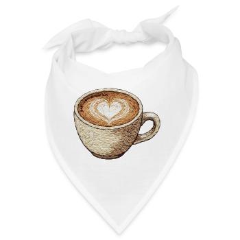 Bestickter Cappuccino – Kaffeeliebhaber (bedruckt) - Bandana - Weiß - Vorne