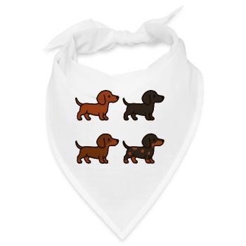 Niedliches Dackel-Hunde-Illustrationsset - Bandana - Weiß - Vorne