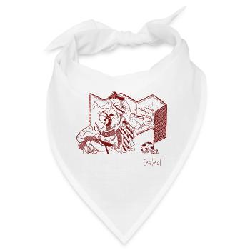 Liebhaber, Katz und Maus – Instinkt-Design Japan Kunst - Bandana - Weiß - Vorne