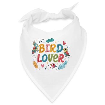 Vogelliebhaber: Fröhliche Farben und Federn - Bandana - Weiß - Vorne