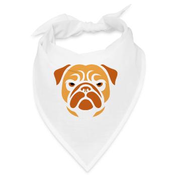 Mops , Hundekopf - Bandana - Weiß - Vorne