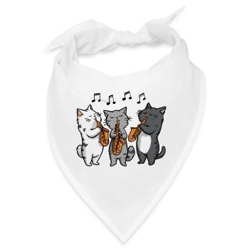 Jazzkatzen Trio Saxophon - Bandana - Weiß - Vorne