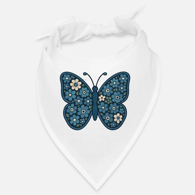 Blauer BlumenSchmetterling Muster Bandana
