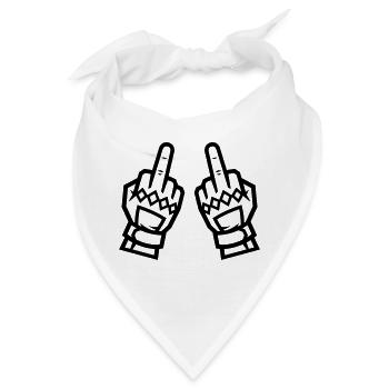 Zwei Mittelfinger Handschuhe Kontur Symbol - Bandana - Weiß - Vorne