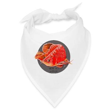 Arowana Fisch Abbildung in einem grauen Kreis - Bandana - Weiß - Vorne