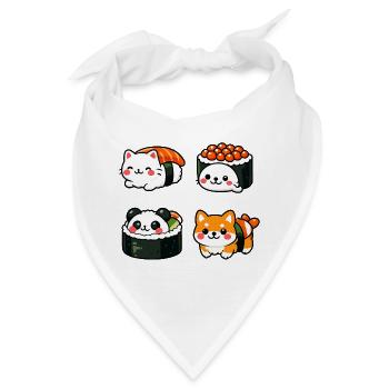 Kawaii Sushi Tierchen Kollektion - Bandana - Weiß - Vorne