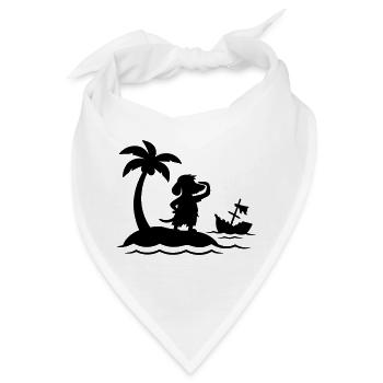 Dackel auf einsamer Insel – Lustiger Castaway Hund - Bandana - Weiß - Vorne
