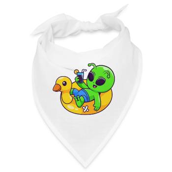 Alien Chill auf Pool-Float - Bandana - Weiß - Vorne