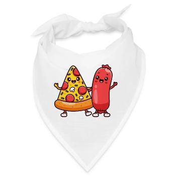 Pizzastück und Wurstfreunde - Bandana - Weiß - Vorne