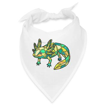 Geometrische Axolotl Mosaik - Bandana - Weiß - Vorne