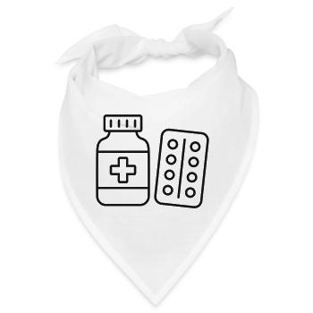 Medizinflaschen- und Tabletten-Liniensymbol - Bandana - Weiß - Vorne