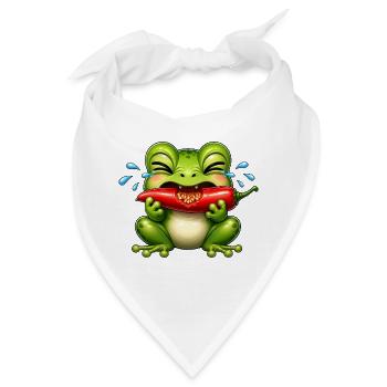 Frosch Chili Scharf Lustiger Cartoon - Bandana - Weiß - Vorne
