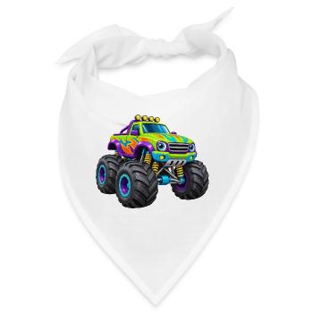 Bunter Monstertruck Flammen-Design - Bandana - Weiß - Vorne
