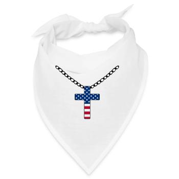 USA Flagge mit Kreuz - Bandana - Weiß - Vorne