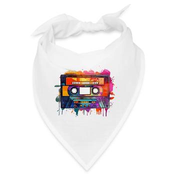 Retro-Kassetten-Audioband Vintage, 70er, 80er, 90er, - Bandana - Weiß - Vorne