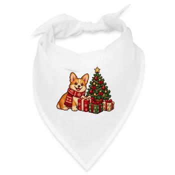 Corgi Weihnachtsglanz - Bandana - Weiß - Vorne