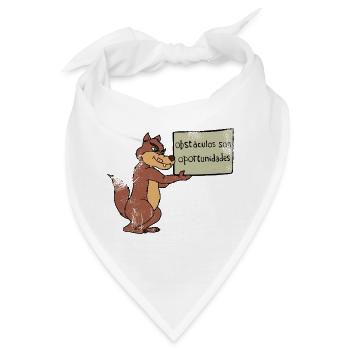 Hindernisse? Nutze die Chance! – Cartoon Wolf - Bandana - Weiß - Vorne