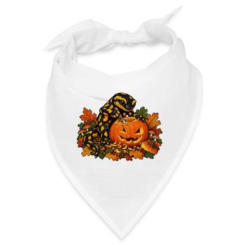 Salamander schnitzt Halloween-Kürbis - Bandana - Weiß - Vorne