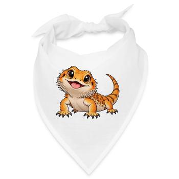 Bartagame Kawaii Style – Süße Echse - Bandana - Weiß - Vorne