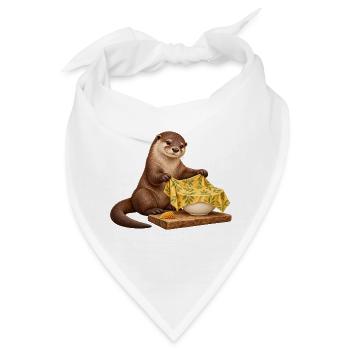 Otter faltet ein Bienenwachstuch - Bandana - Weiß - Vorne