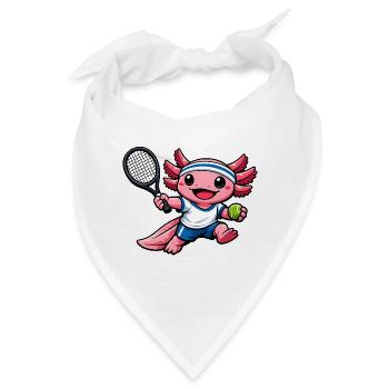 Axolotl beim Tennis – Süßes Sportmotiv - Bandana - Weiß - Vorne