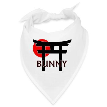Bunny unter Torii und roter Sonne (weiß) - Bandana - Weiß - Vorne