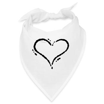 Herz - Scribble (Zeichnung) - Bandana - Weiß - Vorne